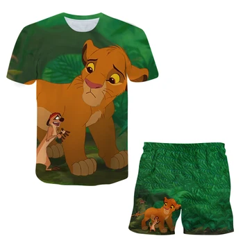 Kralj Lav sa po cijeloj površini Za mlađe dječake i djevojčice Casual odjeća Dječji komplet Odjeće Disney Ljetne kratke hlače Majica Sportski odijelo za dječake Sportski kostimi