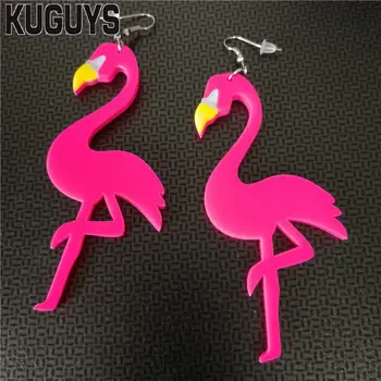  KUGUYS Modni Blagdanski Ukras Flamingo Velike naušnice-kapi za žene Туканс Duge naušnice na крючках
