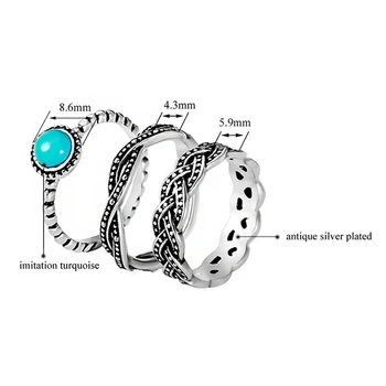  Miješati Stilove 3 kom./lot Vintage Prsten za žene Klasicni Okrugli Dekoracije od prirodnog kamena za Vjenčanje nakit za žene