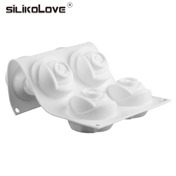  SILIKOLOVE 6 Šupljine 3D Ruža Tortu Kalup Cvijet Silikonski Kalup Za DIY Pecivo Ukras Torta Sapun, Svijeće Što Plijesni