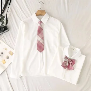  Jesen 2021 Bijele školske majice Ženska moda JK Uredan stil Košulja dugih rukava za djevojčice Kravata Harajuku Ženske majice Camisas Mujer